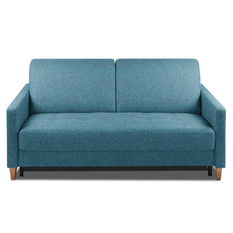 CANAPÉ CONVERTIBLE OGGETTO MATELAS 16 CM SYSTÈME EXPRESS SOMMIER LATTES 160CM RENATONISI VELOURS  BLEU AZUR_0