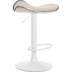 CLP Tabouret de bar Shanghai similicuir avec pied en métal Crème/Métal blanc mat - beige polyester 323787_0
