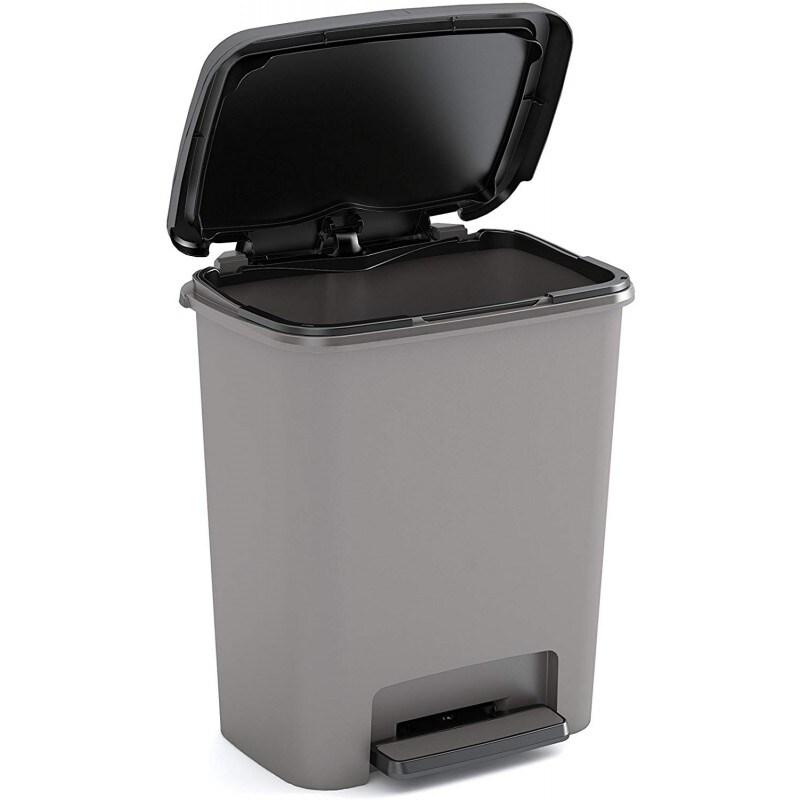 Curver KIS Compatta Poubelle à pédale 25L - Gris/Noir pour cuisine & bureau - multicolore plastique 80931_0