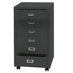 Décoshop26 - Caisson à tiroirs meuble de bureau 75 x 40 x 41 cm 6 tiroirs en acier gris foncé 04_0008273 - gris 3000262516353_0