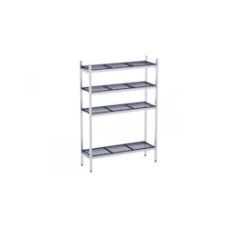 Distform Rayonnage en Inox avec Clayettes 4 Niveaux en Polypropylène P.400mm et L.660 à 1990mm Acier inoxydable 1160x400x400xmm - 641094615574_0