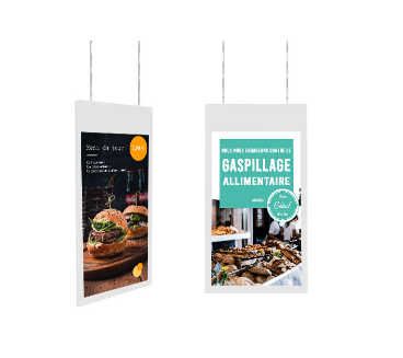 Écran vitrine suspendu - RECTO-VERSO - Disponible en 43 et 55 pouces_0