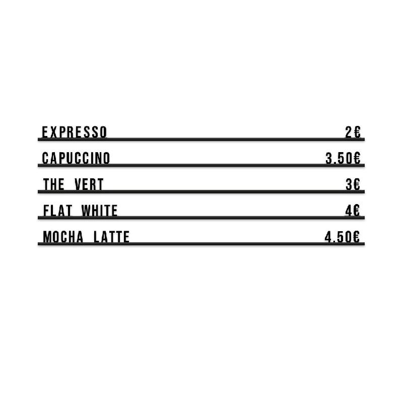 Hungry Club Letter Board « Le Minimaliste » - Lettres noires - Rails noirs - Small pack - plastique LB-M-LN-RN-SP_0