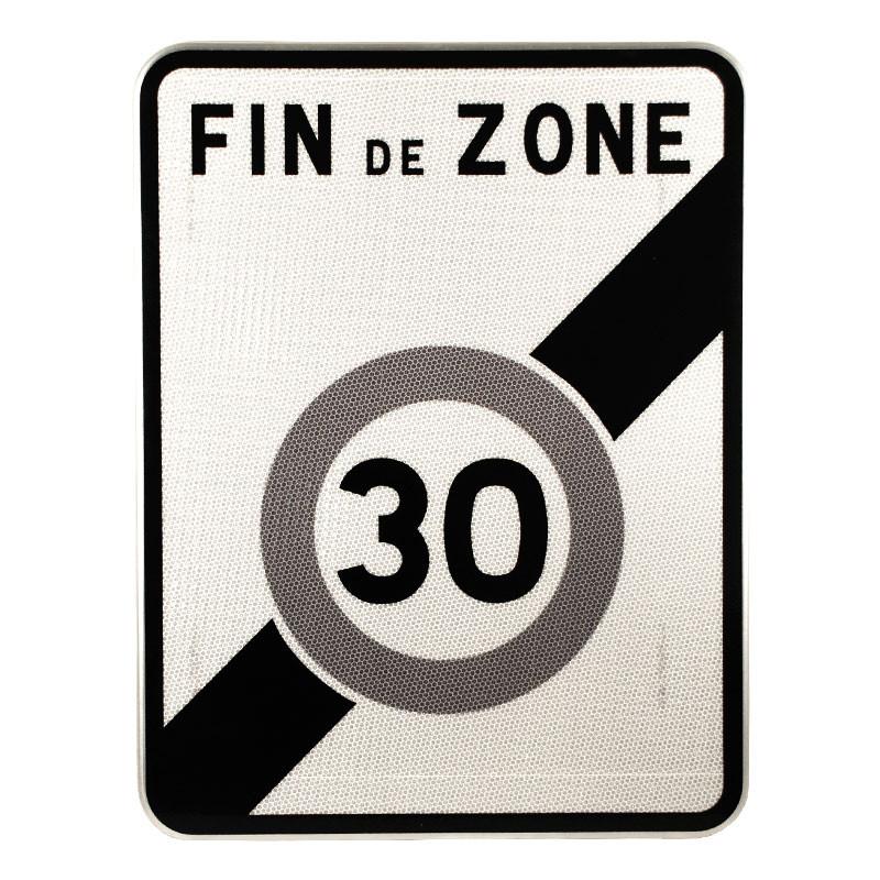 Panneau zone circulation sortie d'une zone à vitesse limitée à 30 km/h B51 - WP Signalisation - recyclable, léger et incassable_0