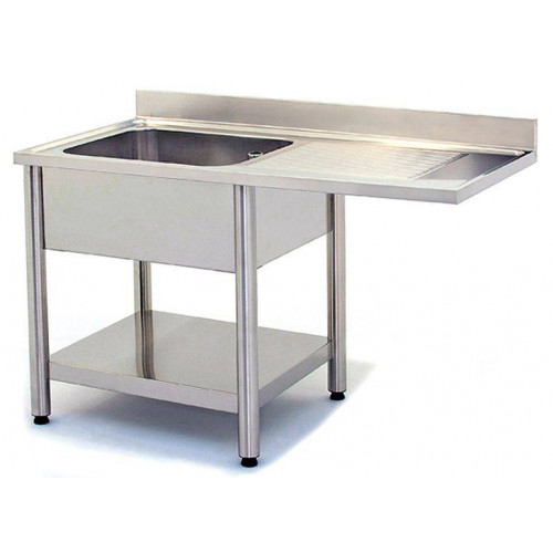 PLONGE INOX AVEC ENCASTREMENT LV 1 BAC + ÉGOUTTOIR À DROITE 700 X 1400 MM