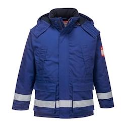 Portwest - Parka de travail hiver antistatique Bleu Roi Taille L - Normes européennes - Bandes réfléchissantes - Capuche amovible_0