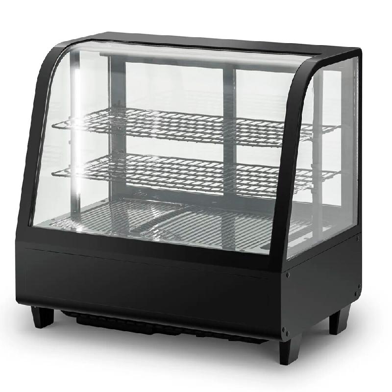Romux® Vitrine Réfrigérée 2 Étagères avec 2 Portes Coulissantes Noire 100 litres Ventilée | Vitrine à Poser en verre bombé - 8436604198782_0