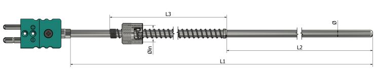 Thermocouple chemisé Baïonnette TM53 - Type K, N, J, T, E, R, S, B - Gaine Inconel 600, AISI310, AISI316, AISI321_0