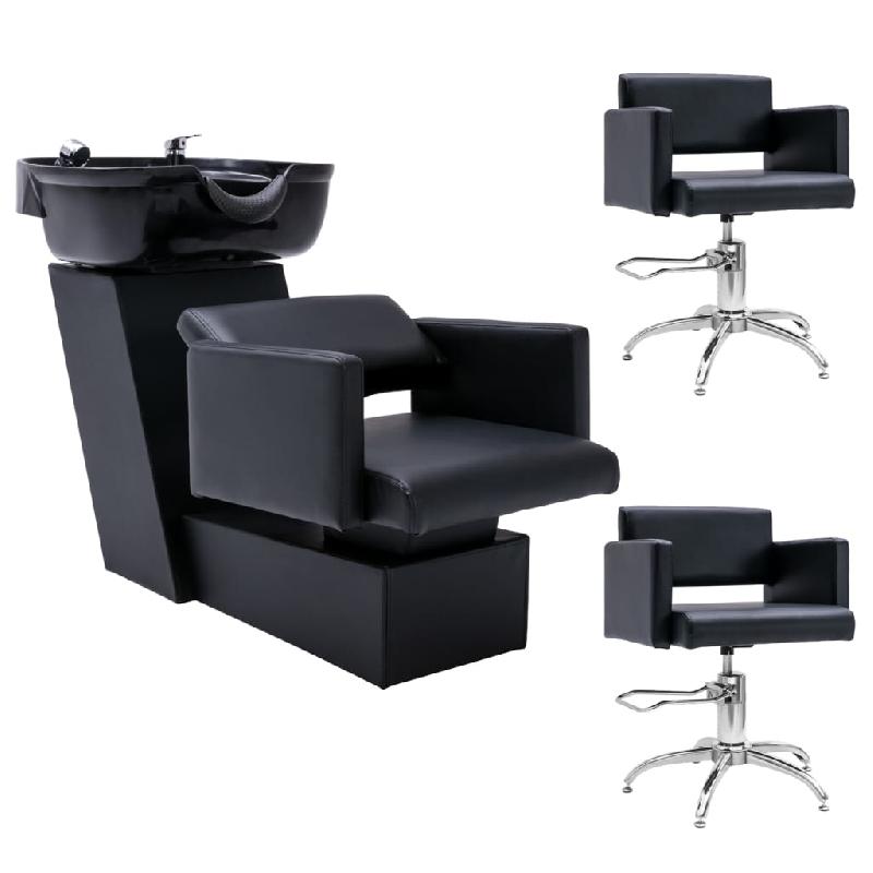 Vidaxl unité de rinçage de shampoing avec chaises de salon similicuir 3100533_0