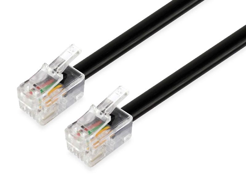 Equip 105102 - Câble de téléphone RJ-11 plat 3 m noir - Connecteurs mâle/mâle_0