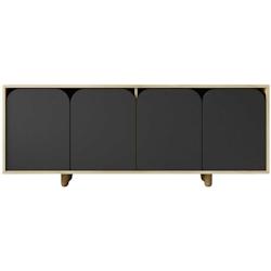 Buffet 4 portes en aggloméré Lazio Bohem anthracite Hanah Home - gris 8684284023911_0