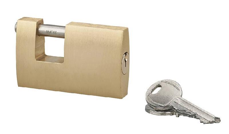 Cadenas à clé de chantier - 70 mm - Corps laiton monobloc - Anse inox - Réf. 00938870 - THIRARD_0