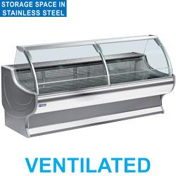Comptoir vitrine réfrigéré ventilé à vitre bombée avec réserve - LS15/A1-VV_0