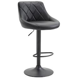 Décoshop26 - Tabouret de bar en synthétique noir pivotant avec repose-pieds métal noir coutures décoratives TDB10587 - noir 3000413169605_0
