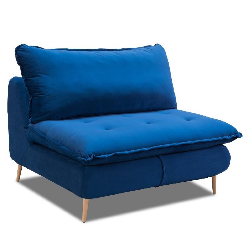 FAUTEUIL LIT CONVERTIBLE EXPRESS LISBONNE 70CM SOMMIER À LATTES MATELAS 13CM VELOURS BLEU_0