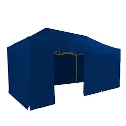 FRANCE BARNUMS Tente pliante PRO 4x6m pack côtés - 6 murs - ALU 45mm/polyester 380g Norme M2 - bleu - FRANCE-BARNUMS - blue metal 1391_0