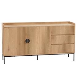 Oviala Business Buffet 2 portes et 3 tiroirs en acier et MDF décor mélaminé beige - beige Bois massif 112182_0