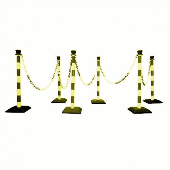 Poteau PVC avec base - Version 5 Noir/Jaune - Disponible en 6 versions et 2 coloris - Marque Rolléco_0