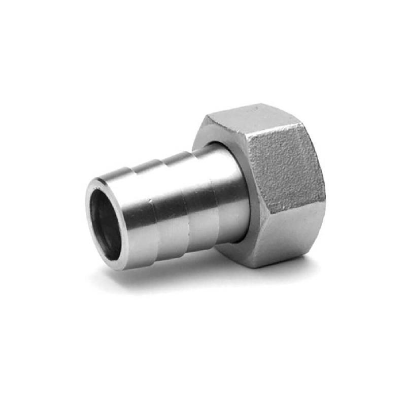 Raccord annelé droit femelle - écrou tournant - Inox 316L - 3/4