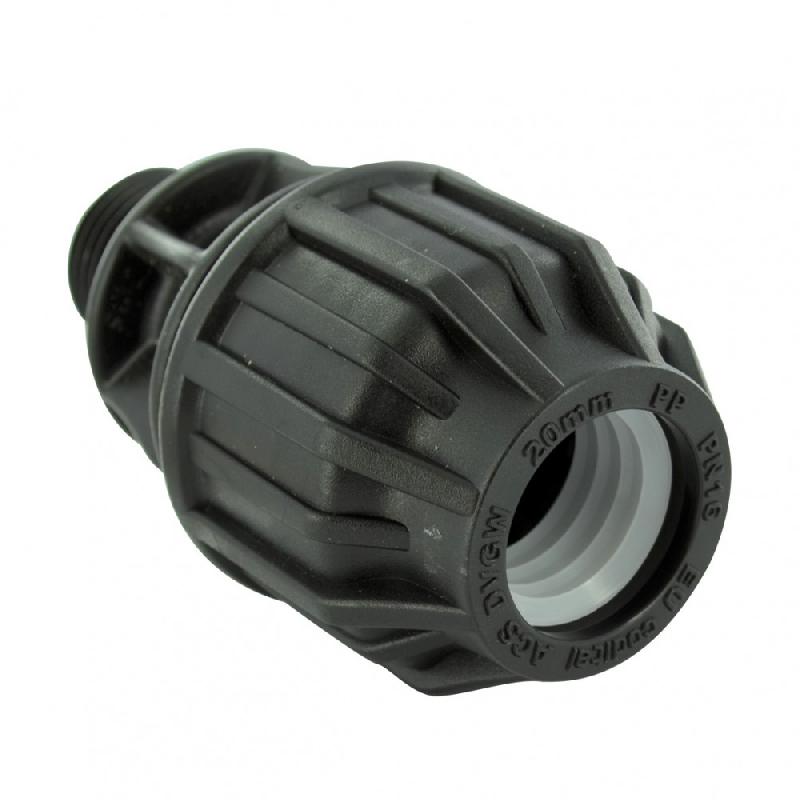 Raccord droit à compression plastique - M 15 x 21 - Pour tube en polyéthylène - Réseau enterré avant compteur_0