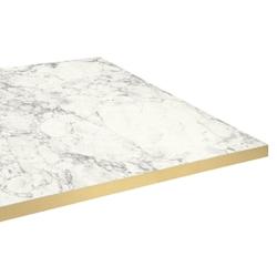 Restootab Plateau 60x60 decor bianca luna chants laiton - blanc Bois manufacturé PL-6060M-MB.LUNA-LAI_0