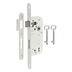 Serrure encastrable à clé 3 gorges pour porte de chambre, axe 40mm, bouts ronds, blanc, 2 clés - THIRARD - blanc 3150260011036_0