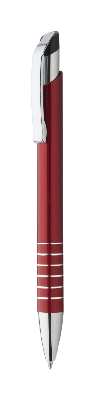 Stylo à bille - plastique avec grip en aluminium - clip en métal - encre bleue - couleur rouge_0