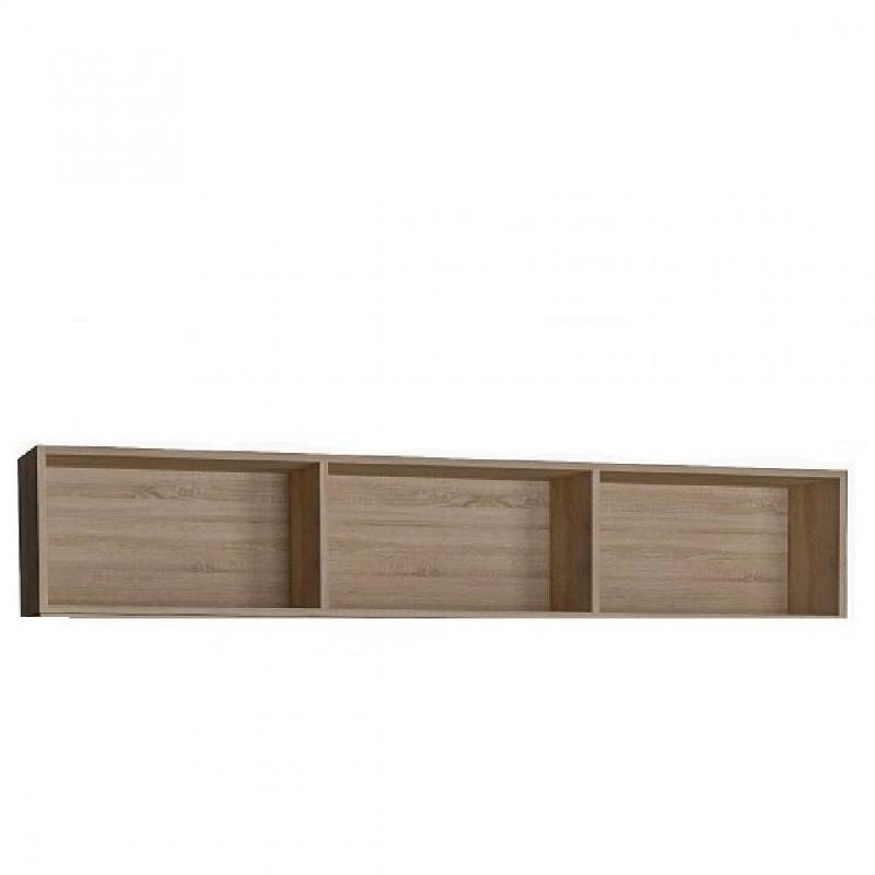 SURMEUBLE 3 NICHES DE RANGEMENTS POUR LIT ESCAMOTABLE HORIZONTAL 160 X 200 CM HAUTEUR 36 CM FINITION CHÊNE NATUREL_0