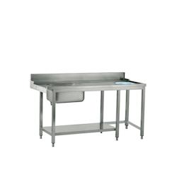 Mastro Table d'Entrée Inox avec Evier et Trou à Déchets - Virtus - l180- L- P77- h87- - 0698142814892_0