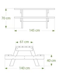 Table de pique-nique parc eco / plastique-composite / 145 x 140 x 70 cm / livrée montée ou démontée_1