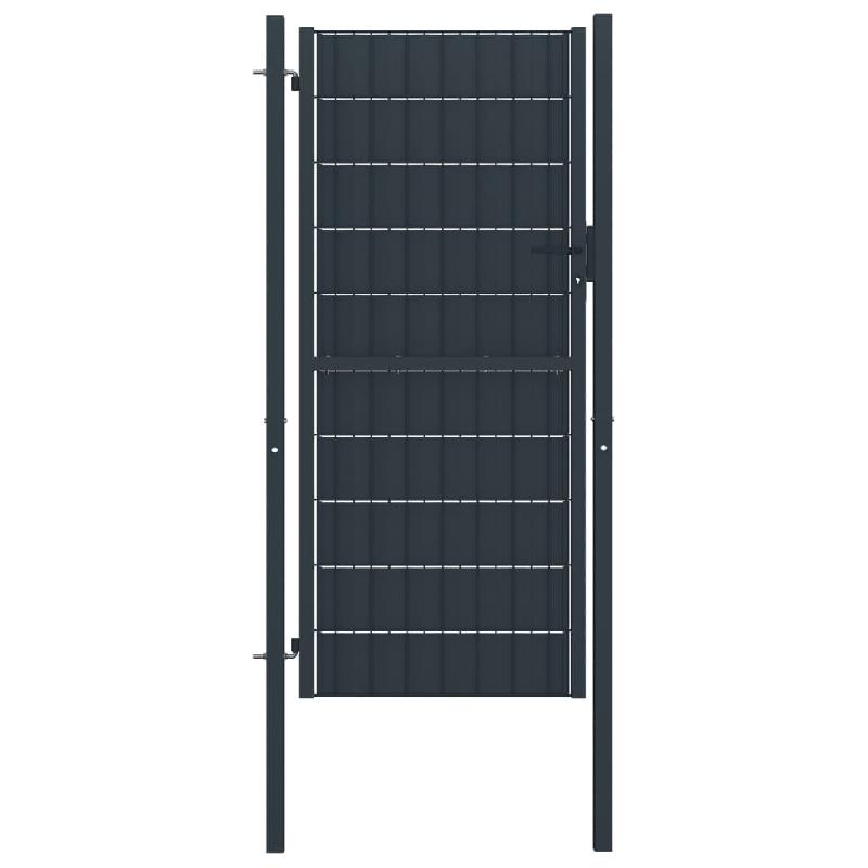 Vidaxl portail de clôture pvc et acier 100x204 cm anthracite 145236_0