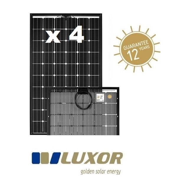 4 panneaux solaires de 270W - Transparent Luxor - Cadre aluminium noir - Garantie 30 ans_0