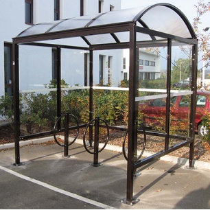 Abri vélo semi-ouvert Gironde 212x250 cm - structure acier galvanisé - bardage en verre sécurit - couverture polycarbonate anti-UV_0