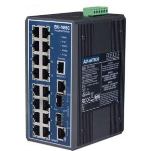Commutateur industriel ADVANTECH - EKI-7656C - 16 ports Ethernet rapide + 2 ports combinés Gigabit fibre optique/cuivre_0