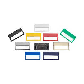 Badge d'identification en plastique - Jaune similaire à PMS 108 - Dimensions 70 x 33 mm - Insert papier par le côté_0