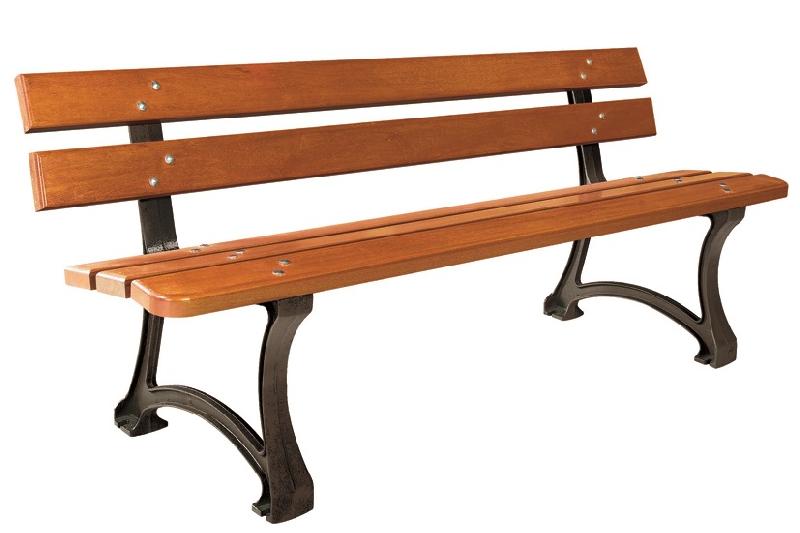 Banc public en bois exotique et fonte - Modèle Madrid - 5 lames FSC - 1m80 ou 2m00_0