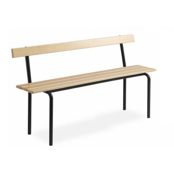 Banc vestiaire avec dossier pieds – 1600 mm Epoxy Noir_0