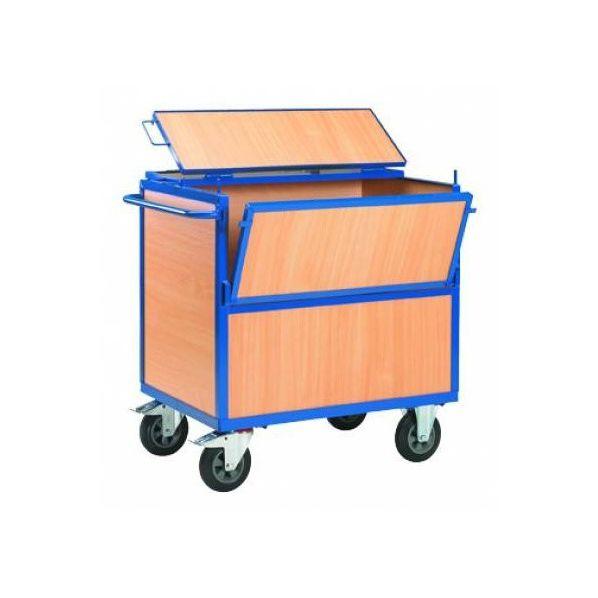 Chariot de stockage en bois avec couvercle Longueur : 1200 mm_0