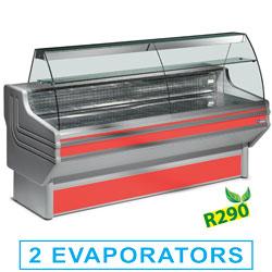 Comptoir vitrine réfrigérée JY10/B1-R2 - vitres rabattables, acier inox, éclairage néon_0