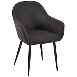 Décoshop26 - Chaise de salle à manger moderne et confortable en tissu noir et pieds en métal noir 10_0002001 - noir 3000250787789_0