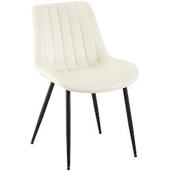 Décoshop26 - Chaise de salle à manger x1 en velours crème avec coutures verticales piètement en métal noir 10_0002332 - noir 3000250968805_0