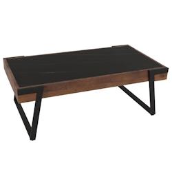 Décoshop26 - Table basse table de salon 43x120x64 cm pierre frittée aspect marbre bois noir marron foncé 04_0008447 - marron 3000262566716_0