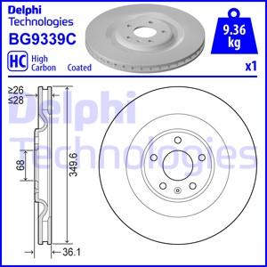 Disque de frein ventilé Delphi BG9339C - arrière - boîte de 1 disque_0