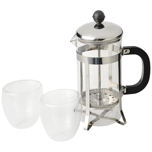 Ensemble cafetière à piston Cooper - 600 ml avec 2 verres à double paroi de 100 ml chacun_0