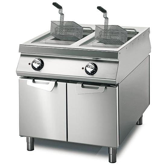 Friteuse électrique professionnelle 21+21 litres sur coffre avec portes - VS11080FRE21_0