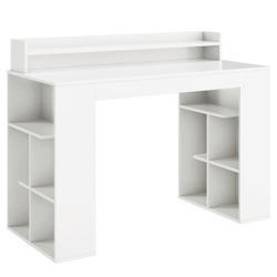 Helloshop26 - Bureau informatique avec étagère surélevée et 2 bibliothèques 120 x 54 x 90 cm design classique pour bureau blanc 20_0008010 - 3000_0