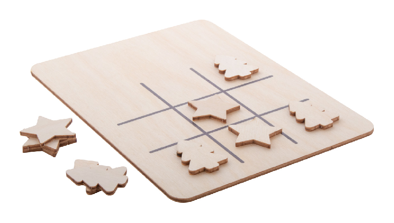 Jeu de morpions de Noël - contreplaqué de bouleau - étoile et sapin de Noël - 10 jetons et plateau inclus_0