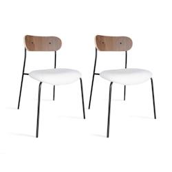 Now's Home - Lot De 2 Chaises En Tissu Ecru Et Dossier En Finition Noyer - 3256390251691_0