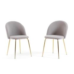 RATTATAN Lot de 2 chaises en tissu teddy d’intérieur, pieds en métal, rembourrées pour cuisine, salle à manger, bar ou restaurant – Sara Teddy_0