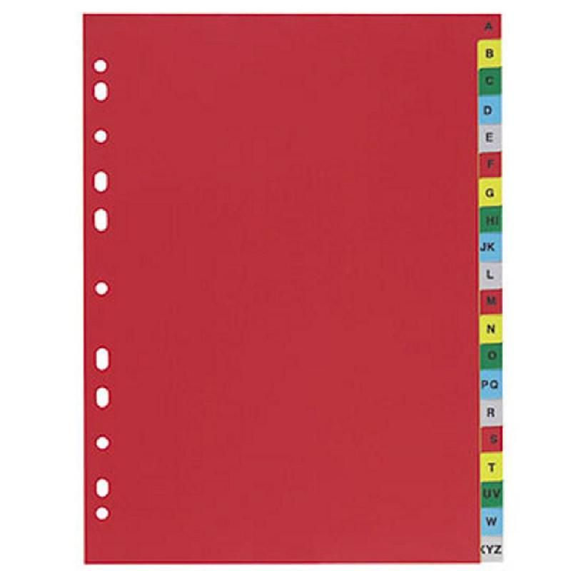 STAPLES JEU D'INTERCALAIRES COULEUR A4 STAPLES - 20 TOUCHES - ALPHABÉTIQUES (PRIX UNITAIRE)